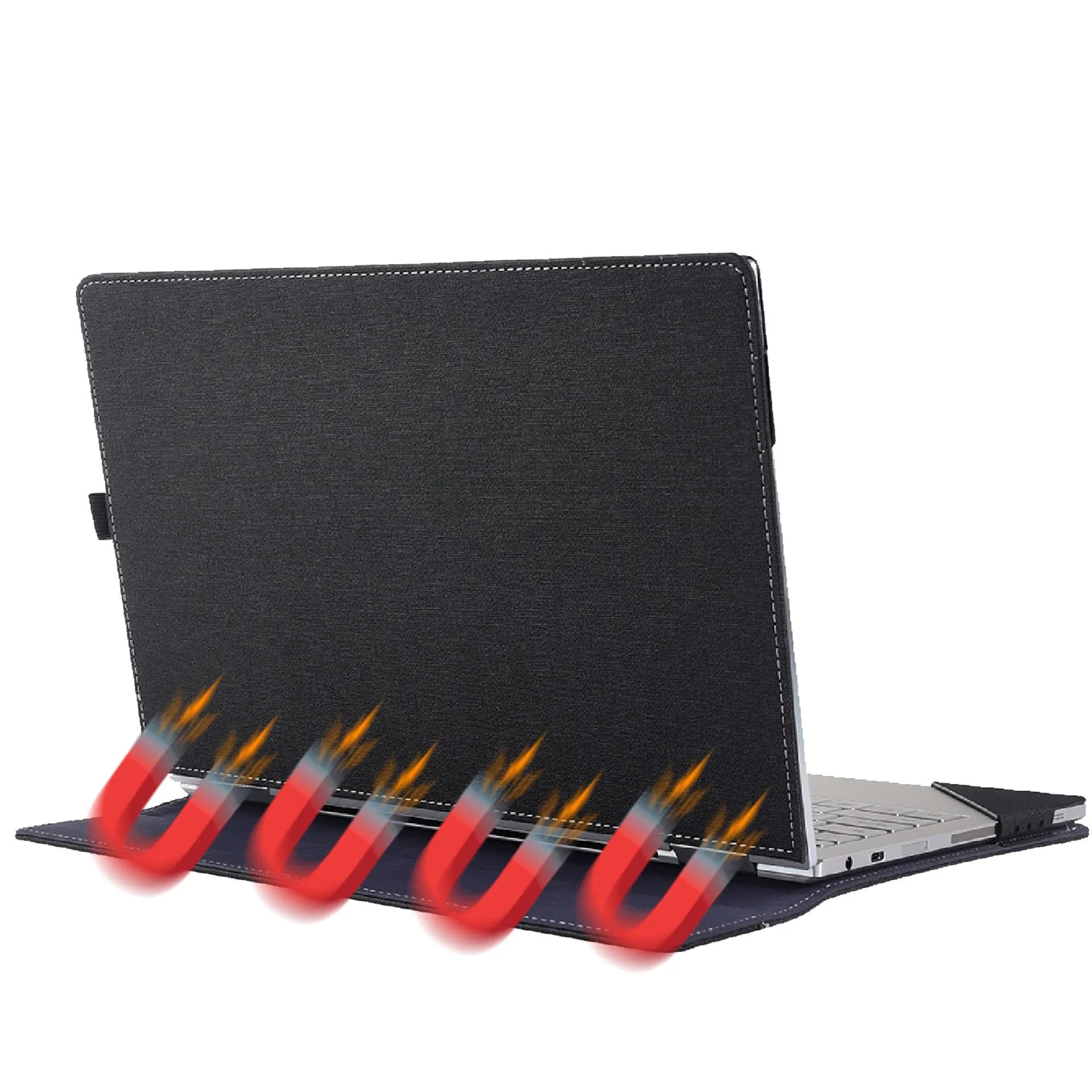 Black imitation leather laptop protective sleeve with bracket-style design for Microsoft laptops