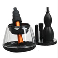Electric make-up brush cleaner machine with three silicone transparent cans in compact 14cm cube design