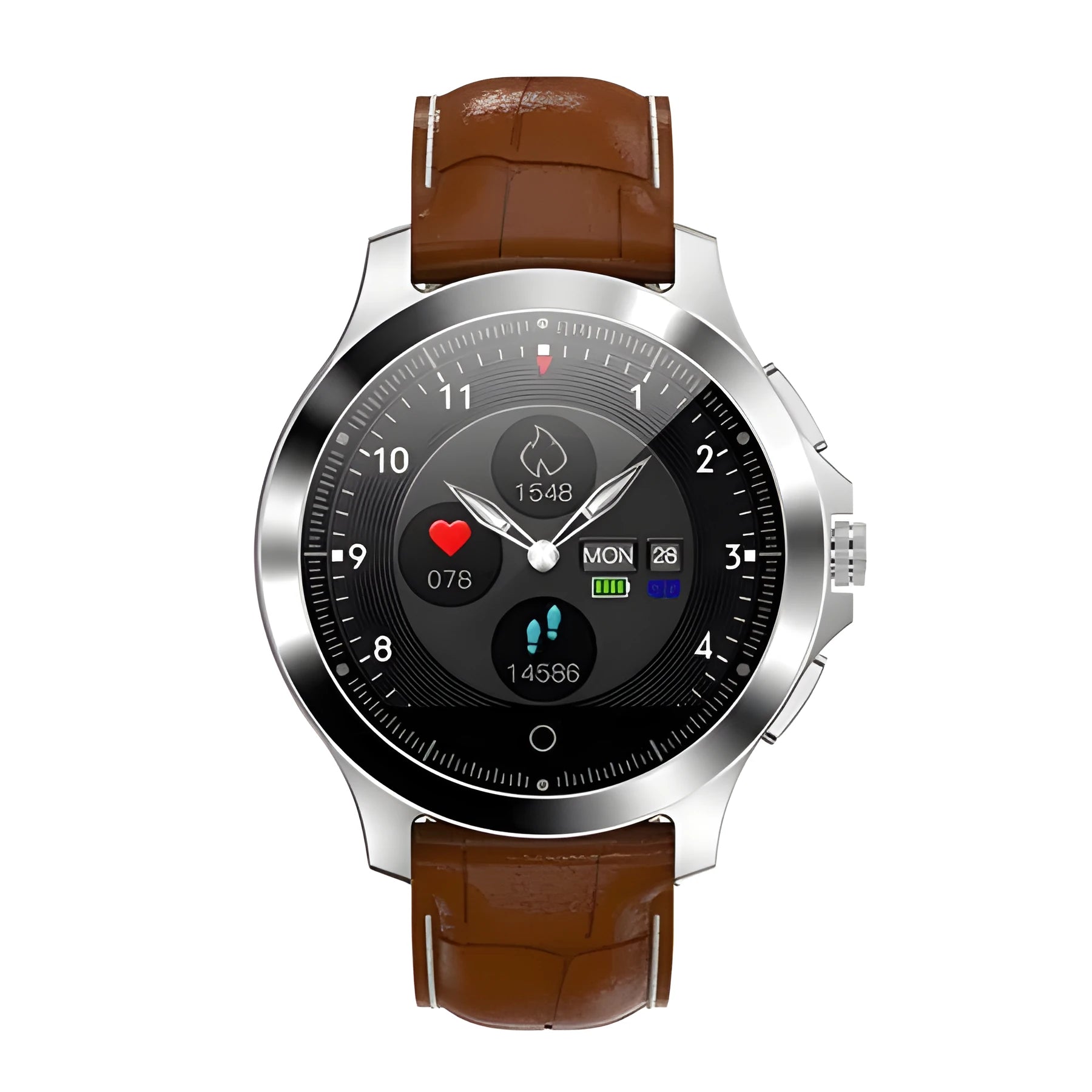 Stainless steel ECG smart bracelet with round colour screen and TPU strap