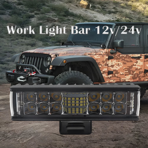 7-inch straight line LED work light with black aluminium housing for automotive workshop use