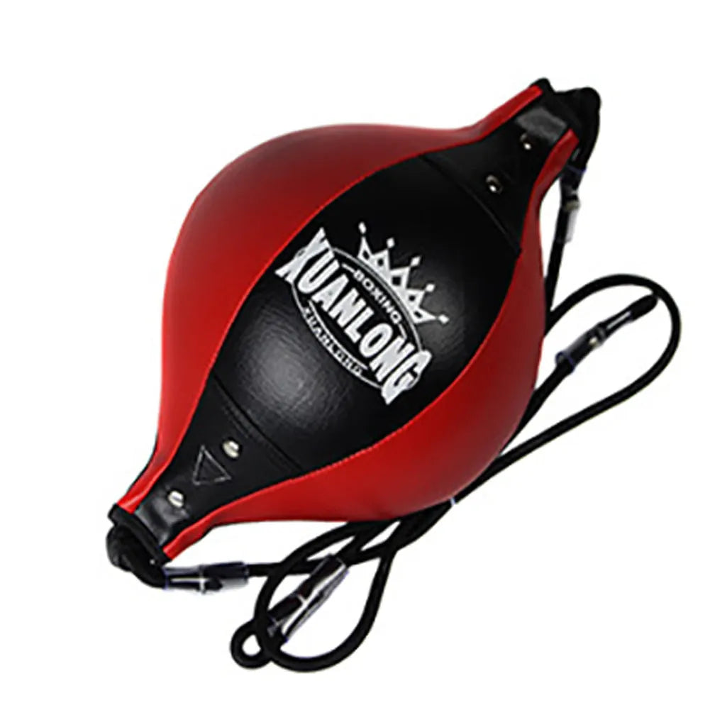 Adult professional boxing speed ball in black red, PU leather, 170cm hanging rope, 30x15cm ball