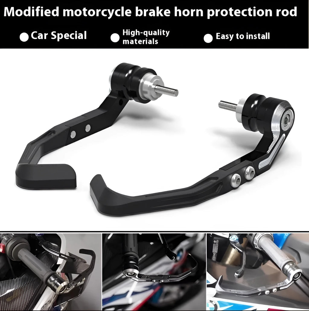 Pair of black CNC machined motorcycle bow protection pads for Honda CBR650F and CBR650R brake horn guard bar.