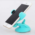 Black suction cup car phone holder holding a smartphone on car dashboard
