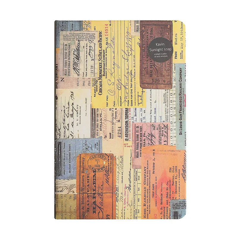 A5 kraft paper notebook with coloured pages in European retro style available in blue coffee red colours