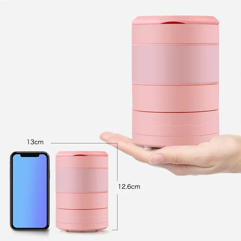 Blue portable USB rechargeable blender with 450ml cup and stainless steel blades.