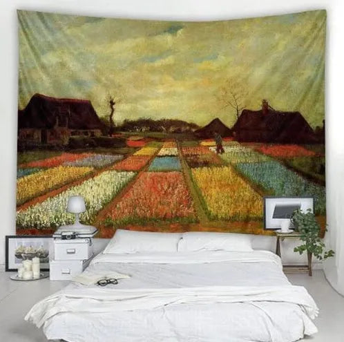 European classical machine-woven polyester tapestry in rectangle shape with geometric abstraction pattern