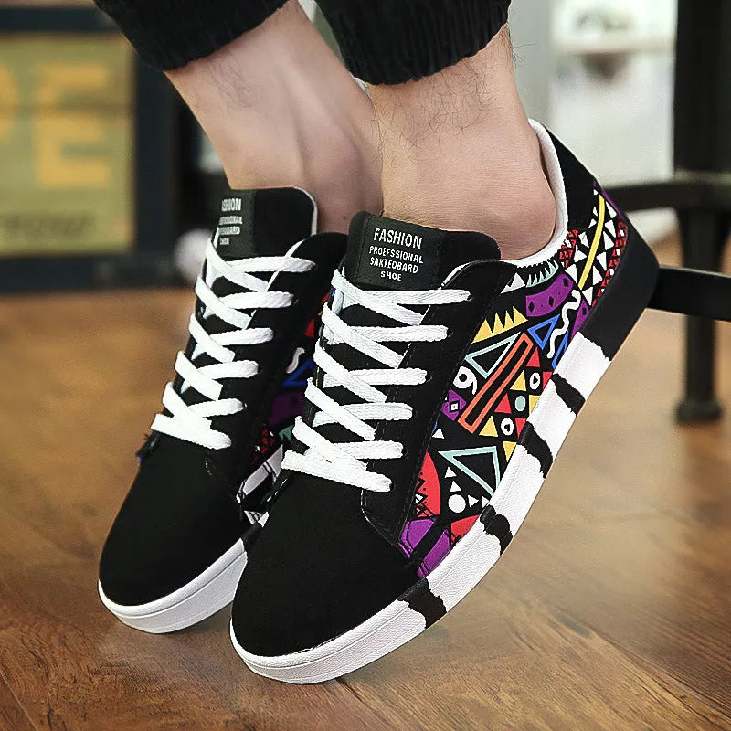 Canvas shoes with suede stitching upper, rubber sole, front tie lace-up, plain pattern, car suture design, black colour