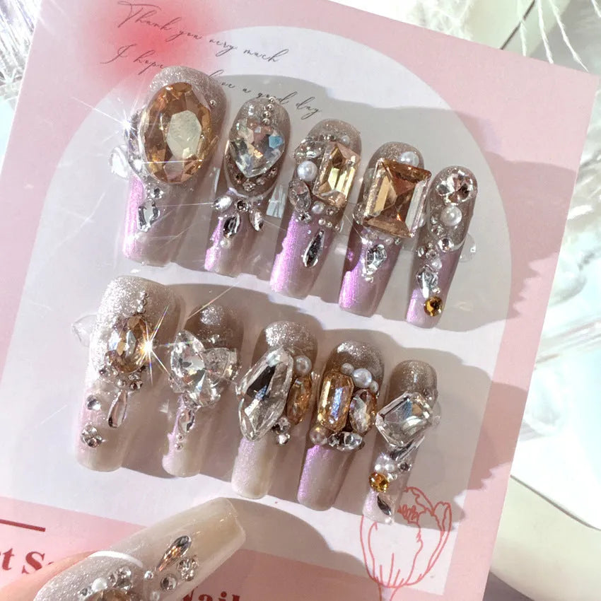 Flash style false nail patches with S sizing and two application methods in card packaging