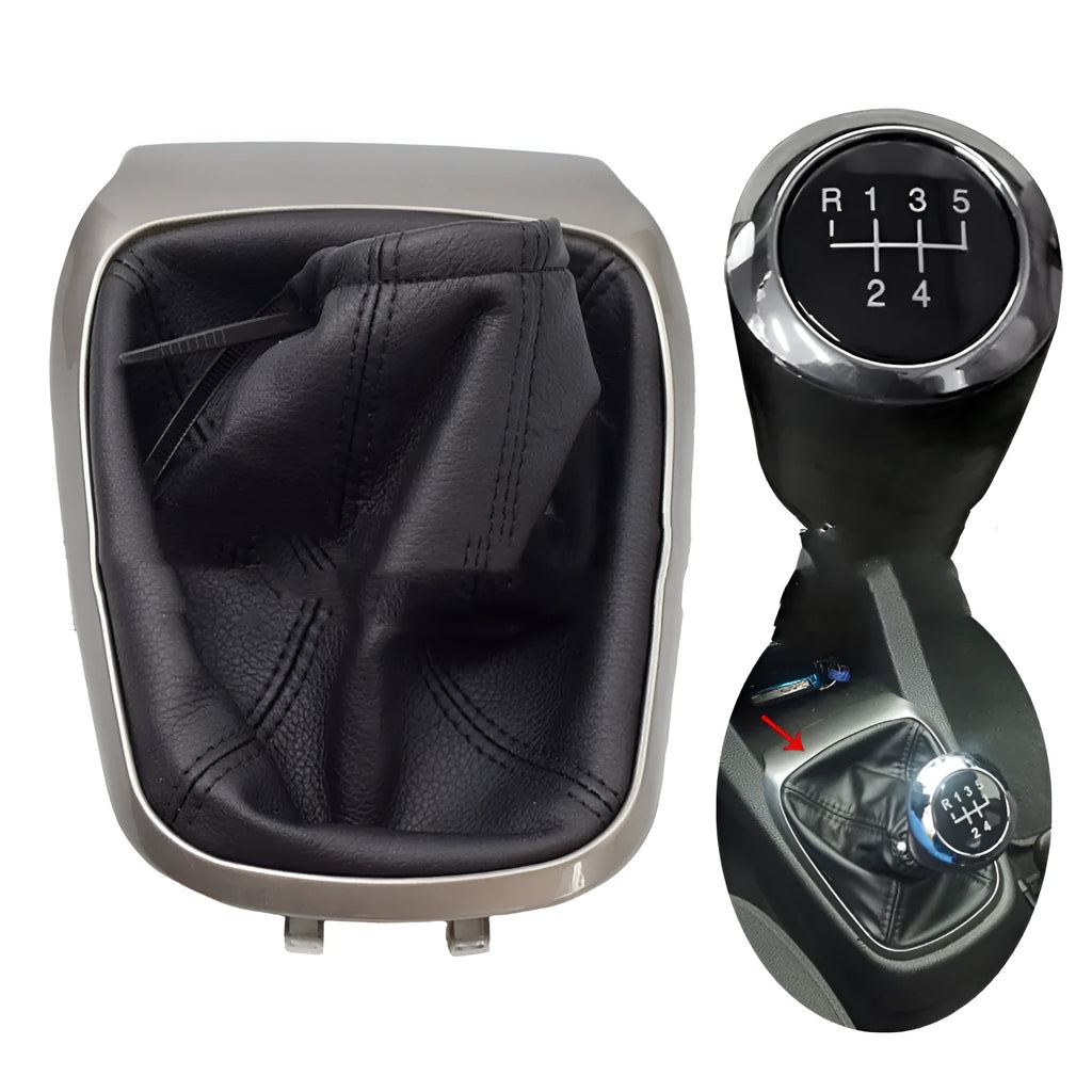 Black leather gear knob cover for Chevrolet Sonic Aveo T300 2011-2015 5-speed plastic headgear