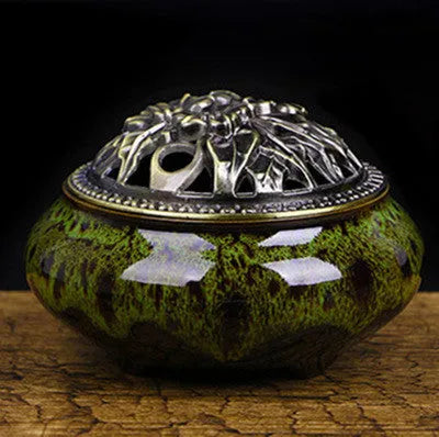 Ceramic retro package incense burner in multiple colours for home decor and meditation
