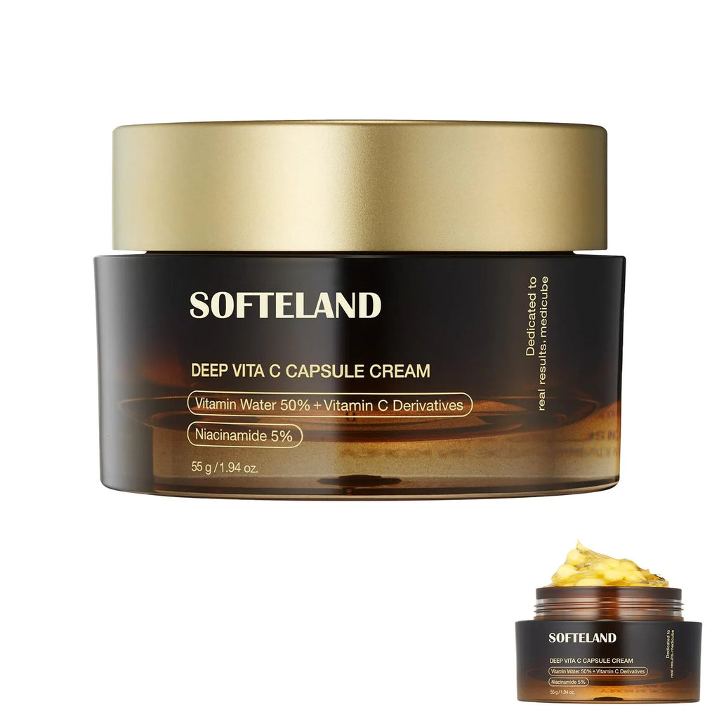 Vitamin C facial capsule 55g in container with small spoon for application
