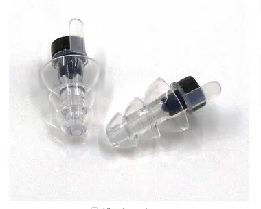 Music noise reduction earplugs with red acoustic filter, transparent liquid silicone, 1.3x2.1cm