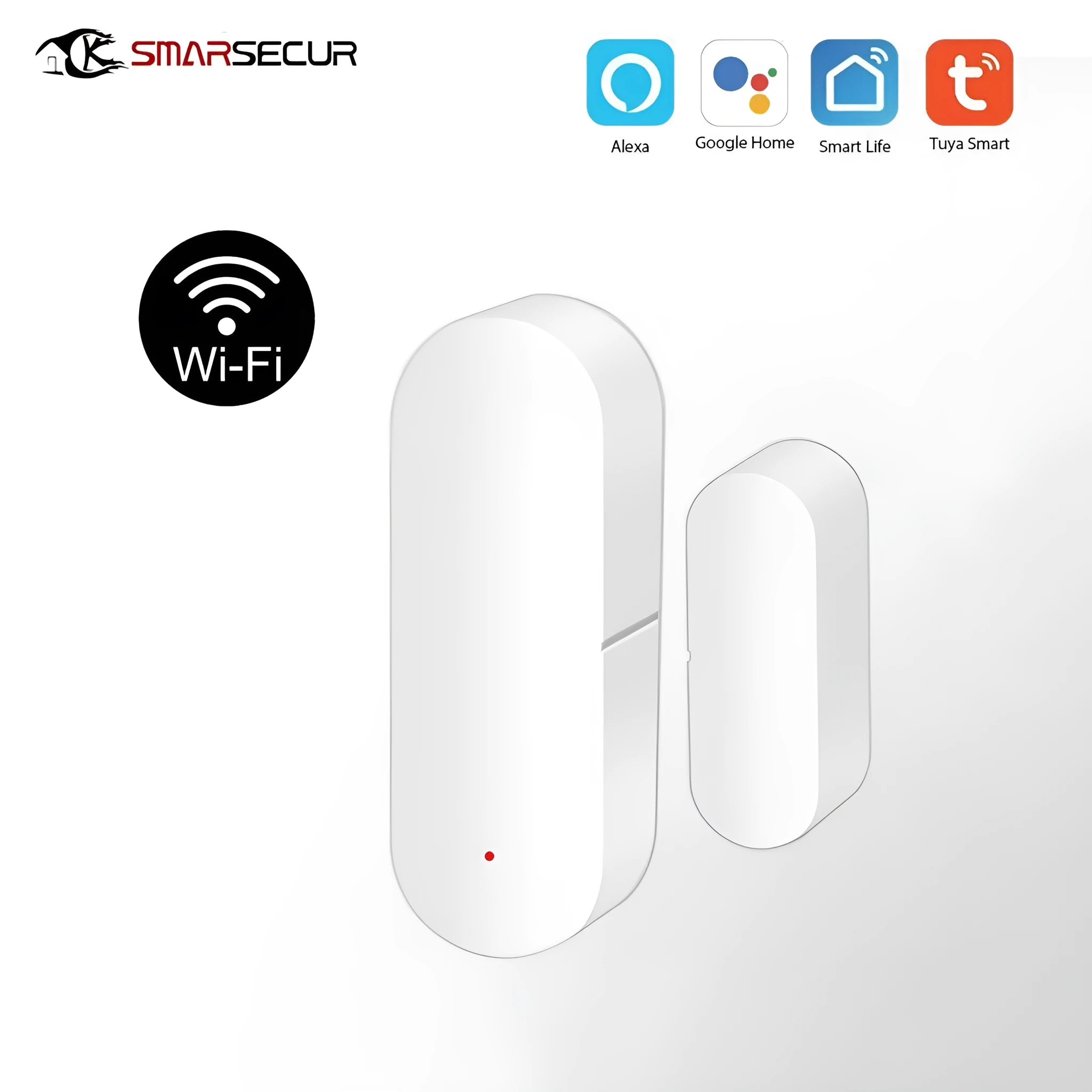 Tuya Smart WiFi Door Sensor white mini size 70x20x16mm on door frame with app notification
