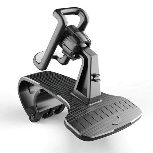 Black 360-degree adjustable universal car phone holder on a dashboard