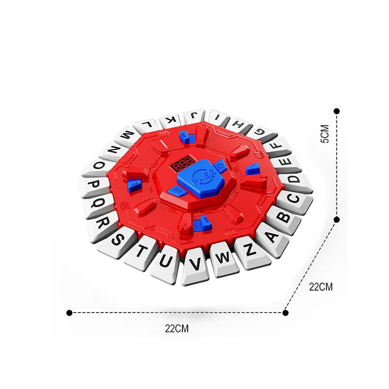 Multifunctional crazy letter game turntable desktop game in plastic with English Blue colour option