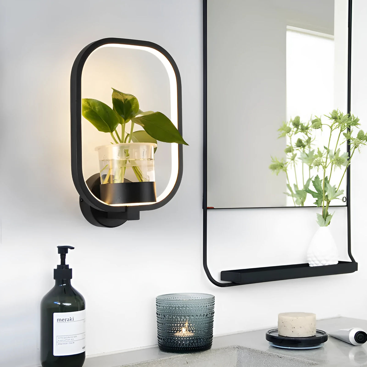 30cm LED wall lamp with iron body, sandblasted finish, black or white, round or square, 18W, for living room bedroom