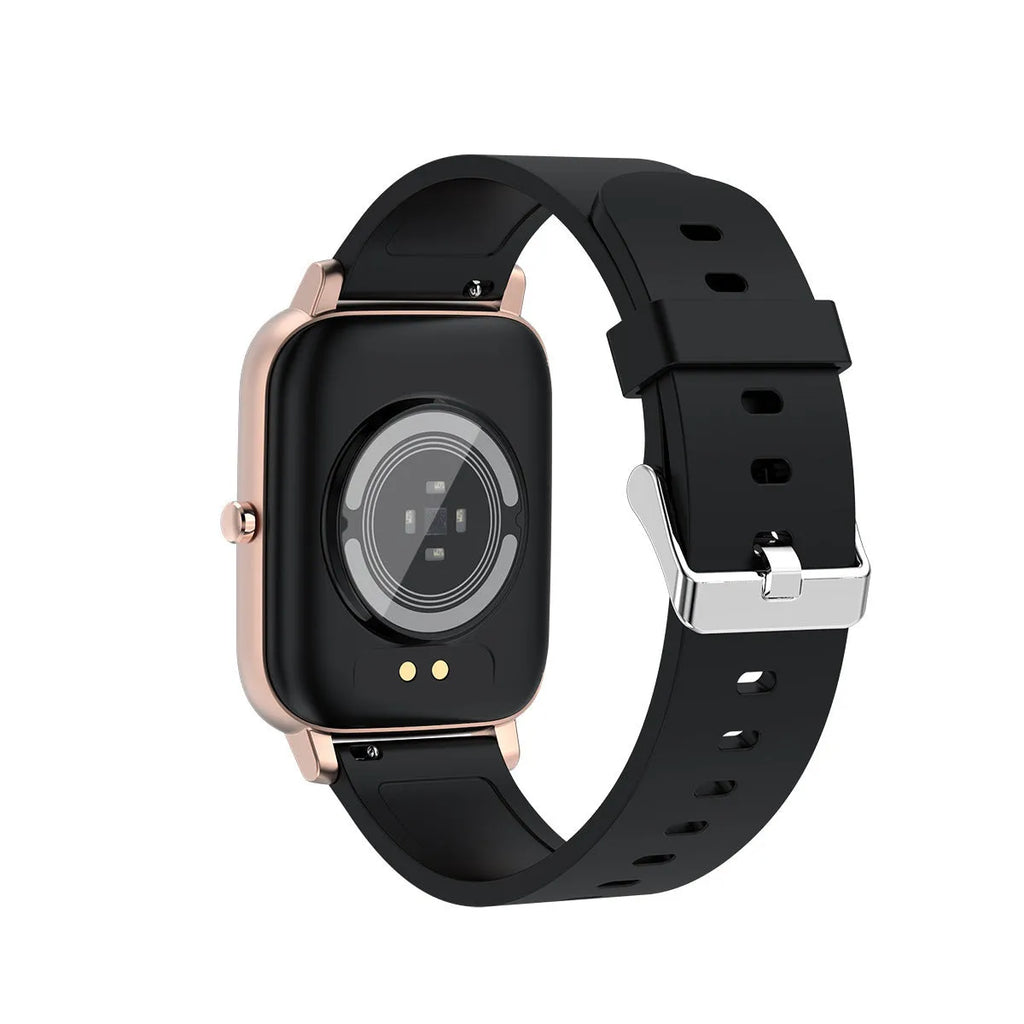 H80 black smart watch with spherical glass screen showing heart rate graph on wrist