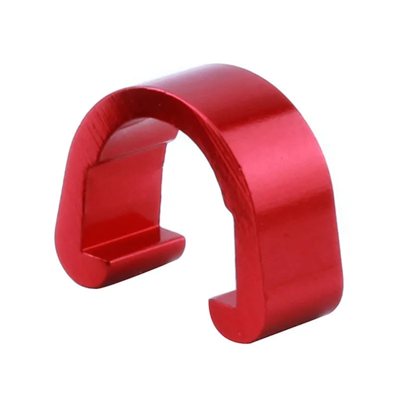 Ten aluminium alloy C-shaped buckles in assorted colours on a white background.