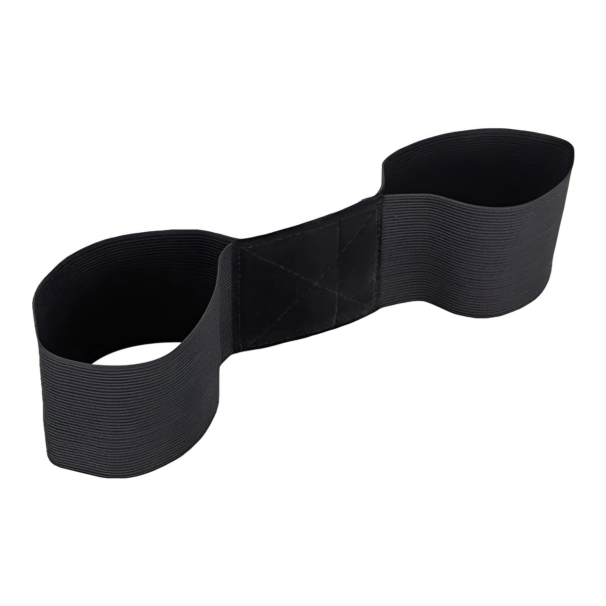 Black golf hand movement correction belt, elastic band, 80x350mm, portable training aid for golf swing practice.