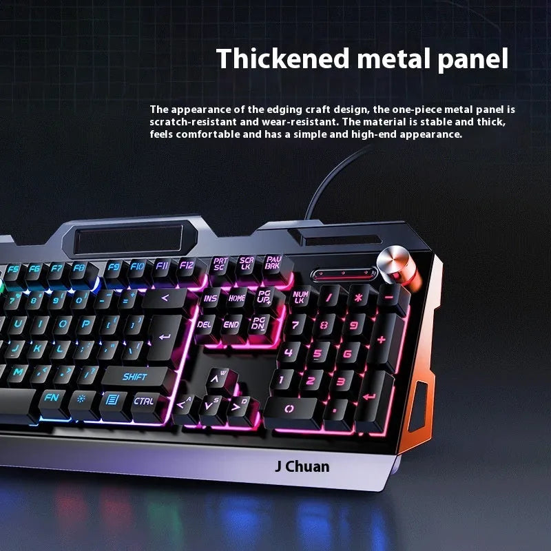 Silver Eagle V2G5 mechanical feeling keyboard mouse headset three-piece set with metal panel knob and backlight