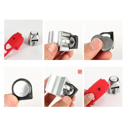 Bicycle electronic bell with silicone mount, 120dB, 6 sound modes, IPX4 waterproof, in violet colour on handlebar