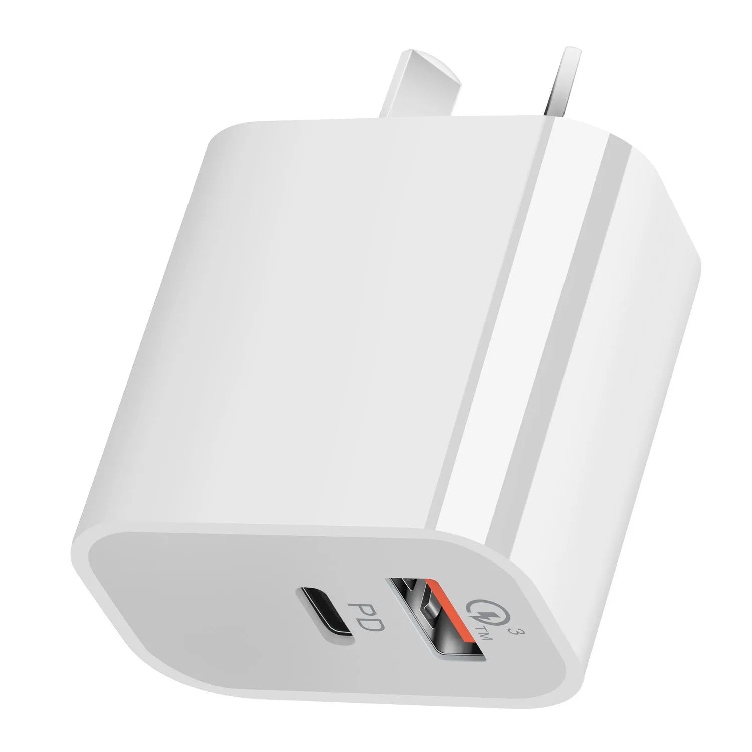 White Australian SAA dual port USB wall charger with AU plug