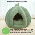 Semi-enclosed leaf style pumpkin nest cat bed in PP cotton with removable cover, three sizes