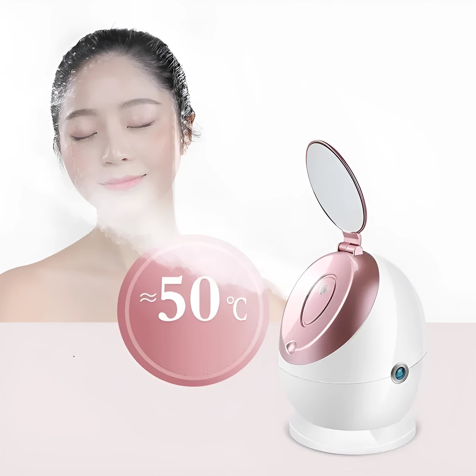 White Nano Ionic Facial Steamer SA-166A with thermal spray function on a tabletop