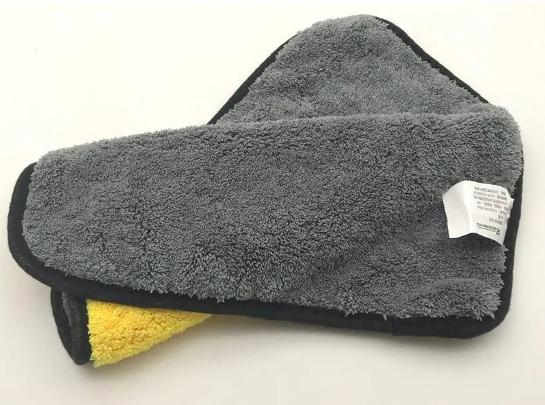 Two-colour double-sided microfibre car wash towel 30x30cm with silk banded edges