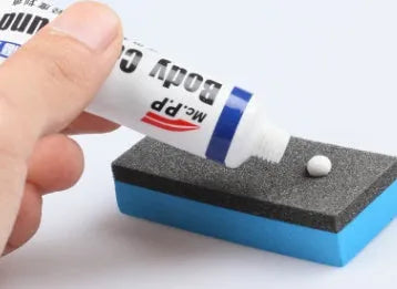Car scratch remover paste with slop wax and foam applicator sponge for auto paint repair