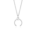 A vintage-style geometric pendant necklace with a cross chain, shown in gold and silver finishes.