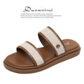 Brown retro-style women's flip-flops with a soft sole and artificial PU upper.