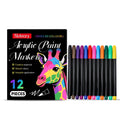 Set of 12 fine point acrylic paint markers for art and crafts on various surfaces.