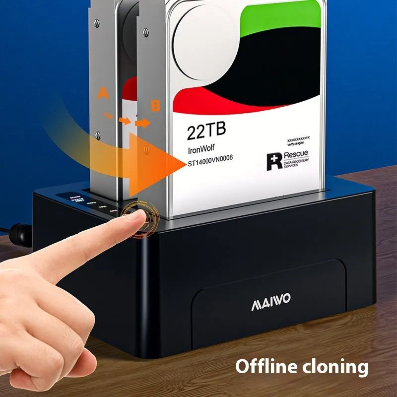 K3082 dual SATA hard disk dock with ABS plastic housing, supporting 2.5 and 3.5 inch drives