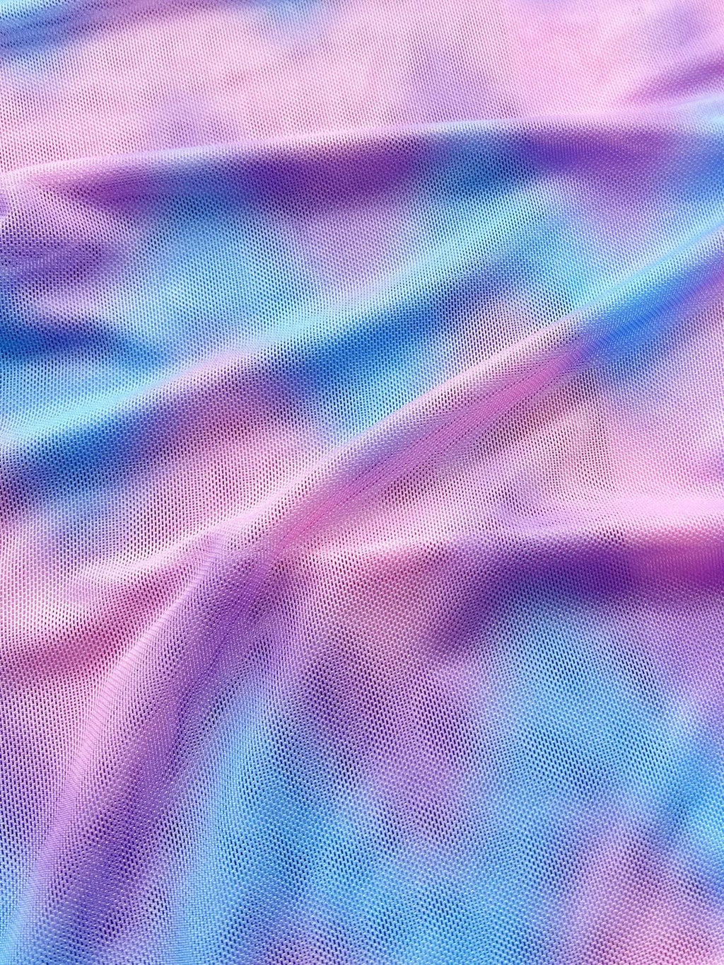 Women's tie-dye pattern bikini swimsuit with skirt, bra, and panties in picture colour