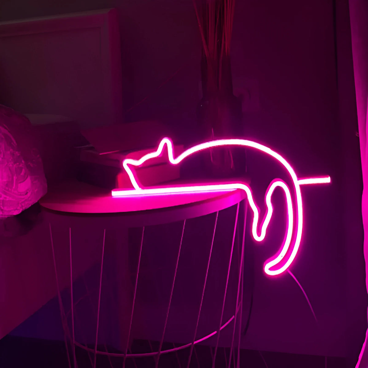 Purple cat neon LED decorative light with 11W power, PC shell, and IP44 rating for room and bedroom decoration