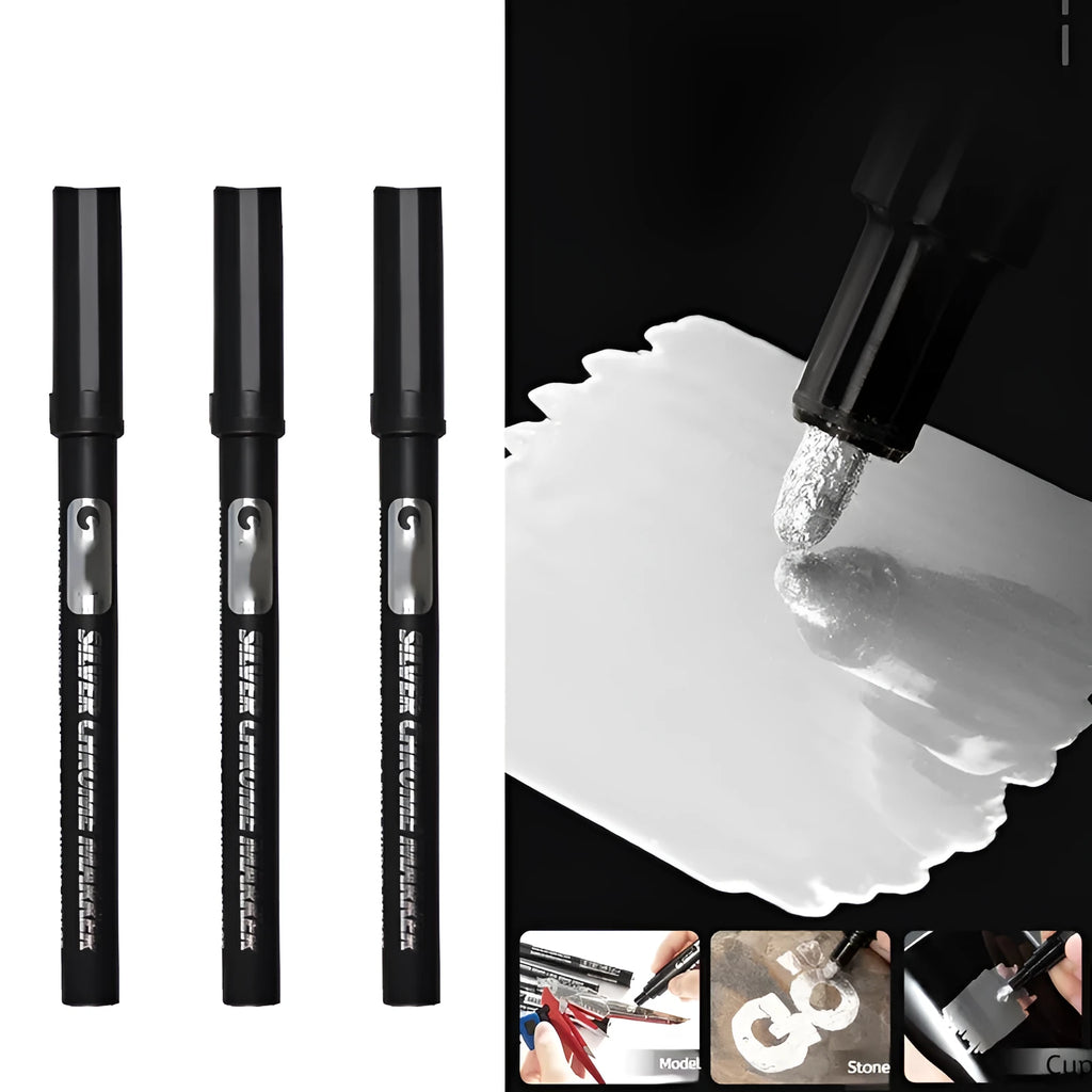 Black waterproof mirror marker pen with choice of 1mm or 2mm tip for glass and whiteboards.