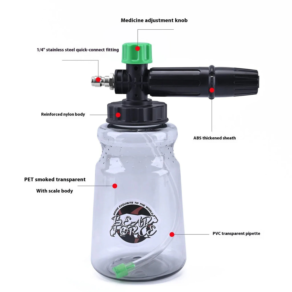 Small green bubble watering can for car wash with ABS gun head and handle, 13x10x17cm