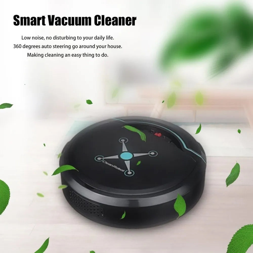 Smart robot vacuum cleaner 22.8cm ABS plastic automatic induction sweeper black