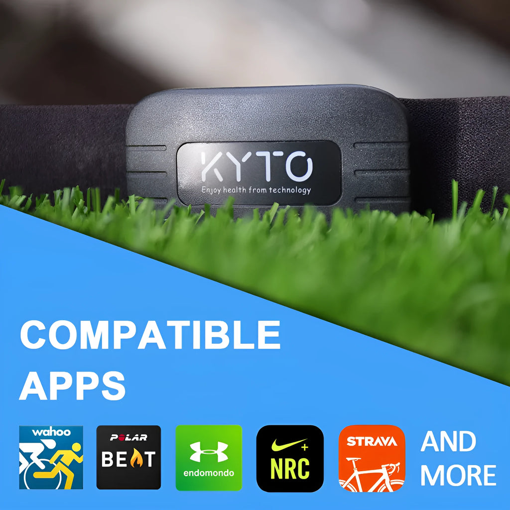 Black heart rate monitor chest strap with ANT+ and Bluetooth 4.0 transmitter on elastic band