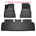Black rubber floor mat with TPE footrest for Tesla Model 3, Y, S, and X cars