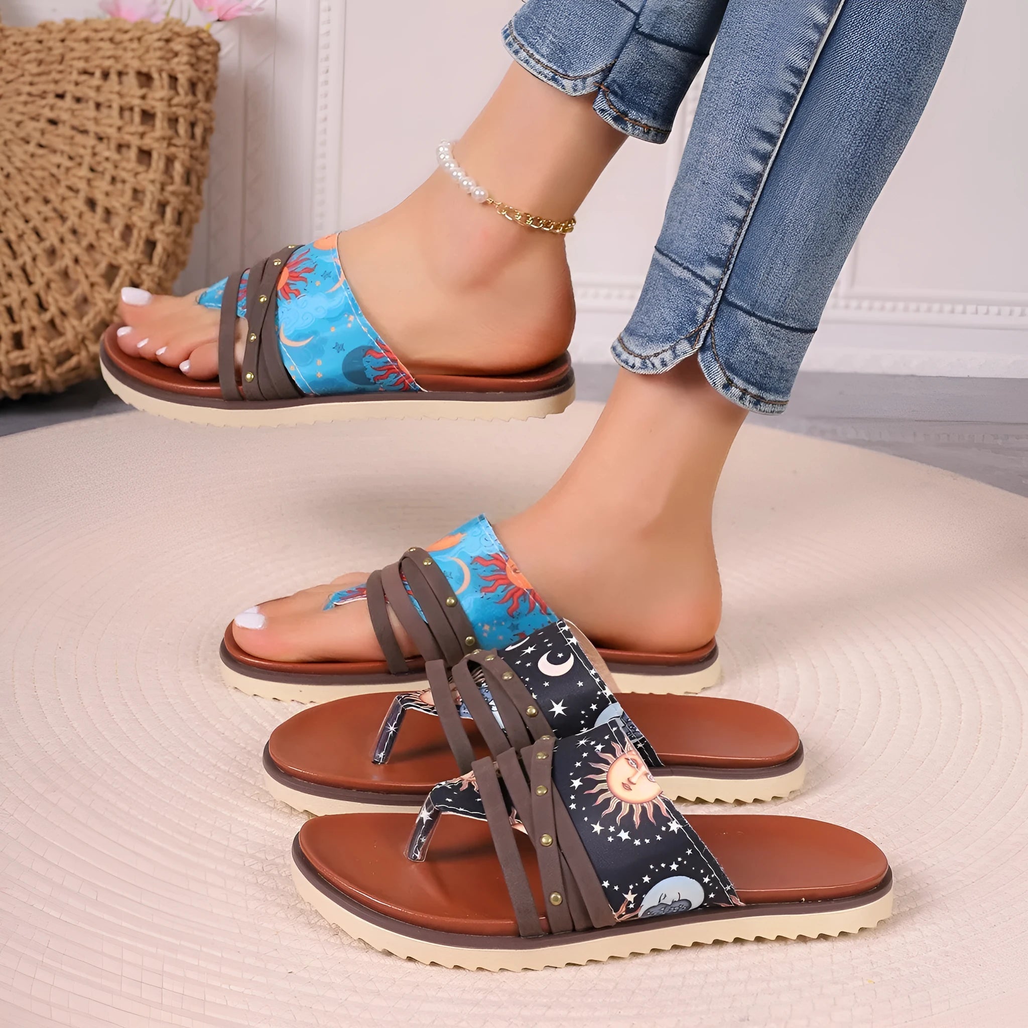 Women's plus size flip-flop sandals in candy colours with artificial PU upper and rubber sole