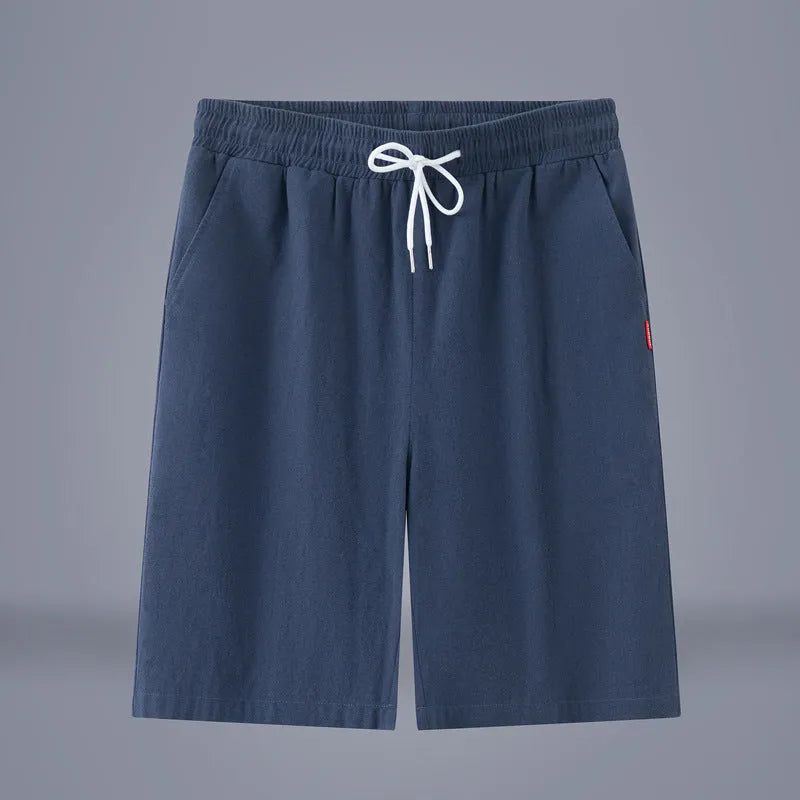 Chinese style solid colour cropped summer pants on a hanger.