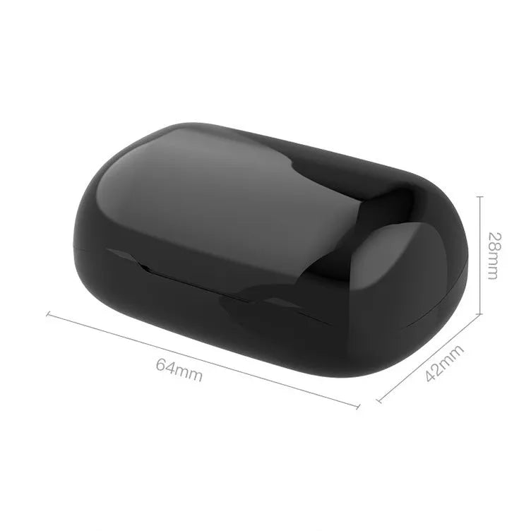 Black, pink, and white TWS Bluetooth wireless earbuds showing left and right earpieces.
