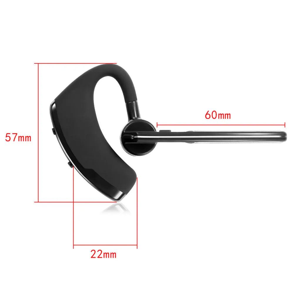 V9 Jerry Bluetooth wireless headset with microphone, showing ergonomic ear design and compact cable