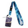 Van Gogh Starry Night sunflower mobile phone lanyard and metal card holder combination with modern simplicity style