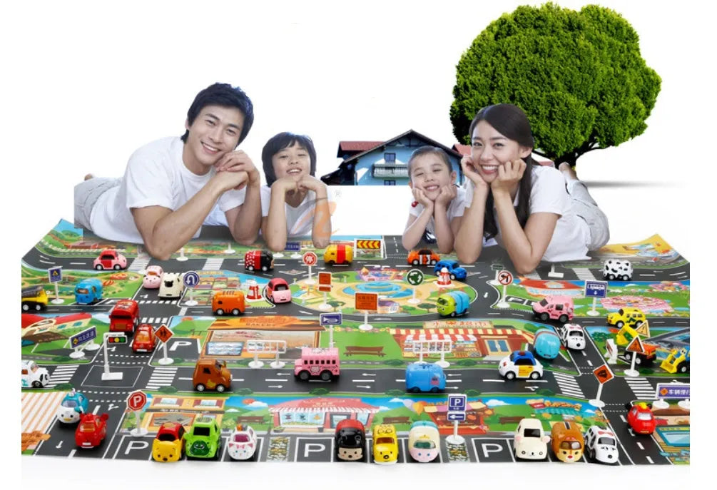 Children's cloth play mat with parking view map design for crawling and hand-eye coordination