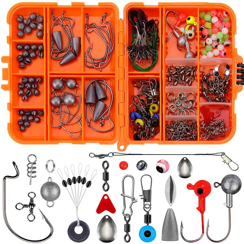 257-piece fishing lure accessories set in ABS plastic storage box for Texas sea rock fishing