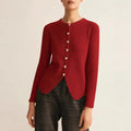 Women's loose-fitting cardigan sweater in red or silver colour for autumn and winter casual wear