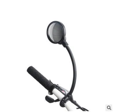 Black metal bicycle rearview mirror with adjustable hose mechanism for handlebar mounting